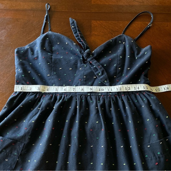 Francesca’s | Embroidered Polka Dot Midi Dress with Front Tie - Picture 7 of 10